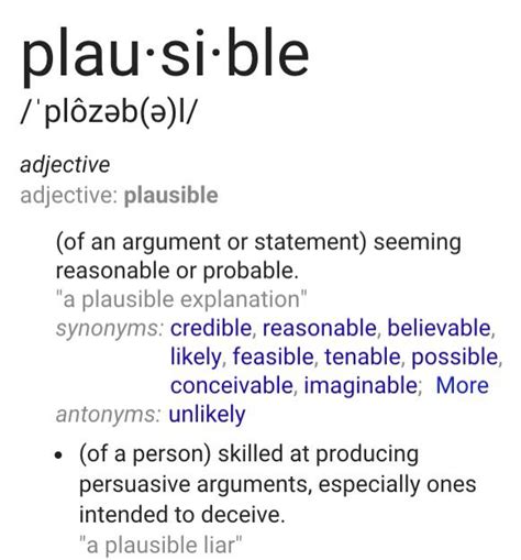 Plausible Adjectives Antonyms Persuasion