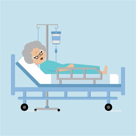 Senior Women Lying In Hospital Bed With A Drop Counter 581029 Vector