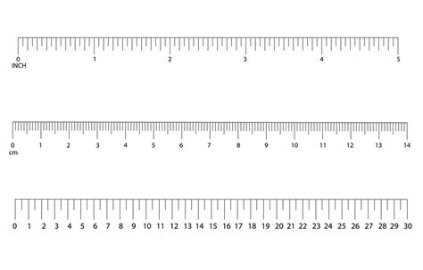 Set Of Black Measuring Horizontal Scale Of Ruler Centimeters Inches