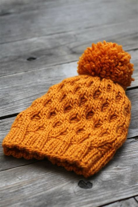You'll find ear warmers using a variety of weights from. Knit hat pattern honeycomb hat winter PDF | Hat knitting ...