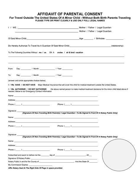Affidavit Of Parental Consent Fill Out And Sign Online Dochub