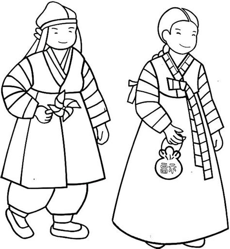A printable coloring card with a traditional korea theme. Korean Coloring Pages at GetColorings.com | Free printable ...