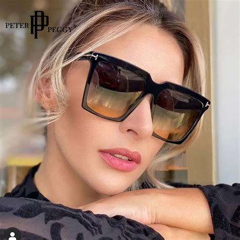 Oversize Square Sunglasses Women Vintage Brand Designer Big Frame Sun Glasses Black Gradient