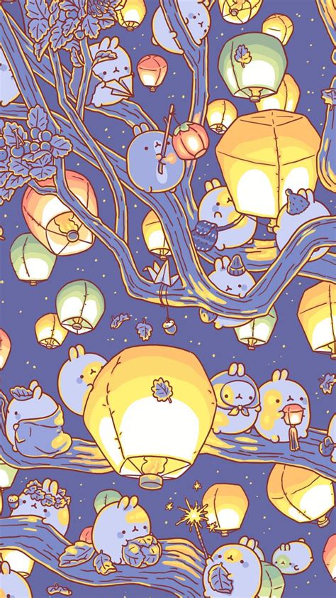 Molang Lantern Series Kawaii Wallpaper Molang