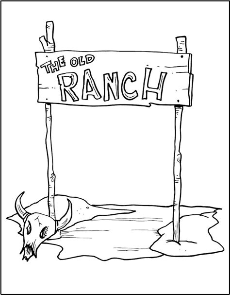 Print out home on the range greeting cards and more! Wester Ranch Coloring Page