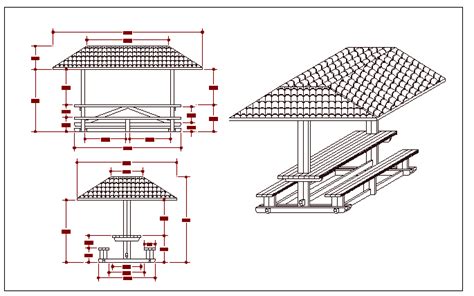 Wooden Pergola Elevation And Sectional Details Dwg File Cadbull