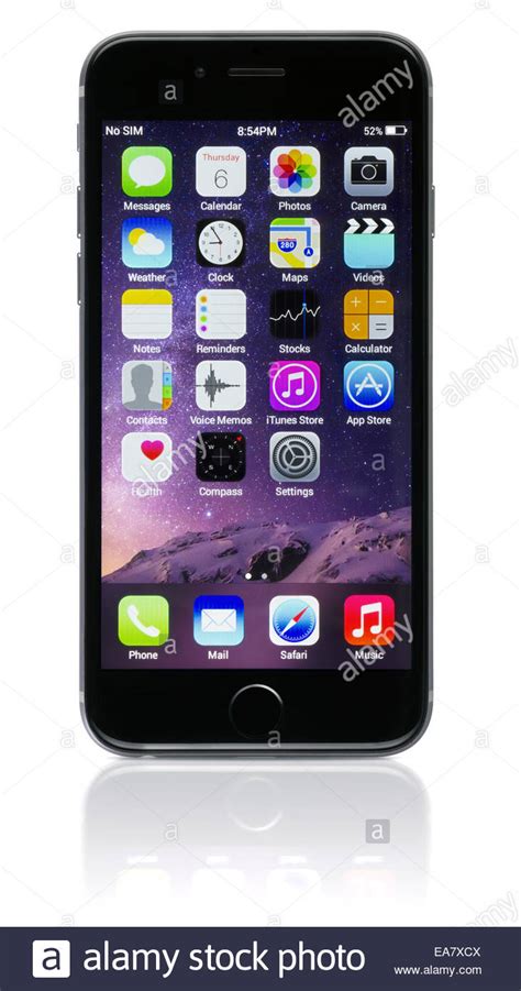 Apple Space Gray Iphone 6 Showing The Home Screen With Ios