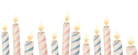 Candle Seamless Border For Birthday Party Hand Drawn Watercolor