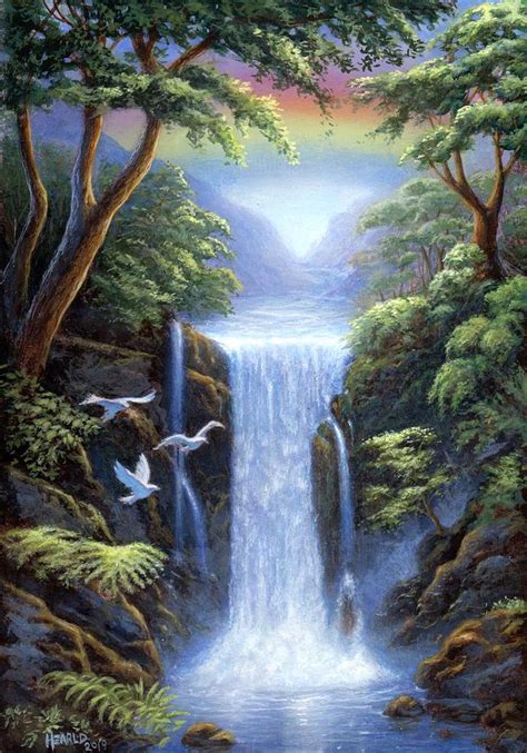 Waterfall Fantasy Painting By Marvin Hearld Fine Art America