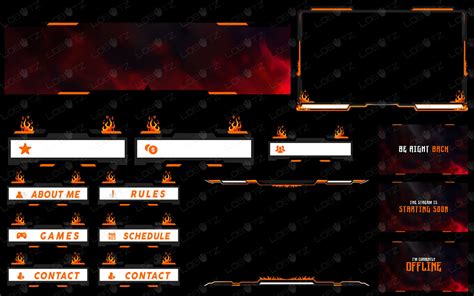 Premium Fire Twitch Overlay Stream Package Flaming Fire Twitch Overlay