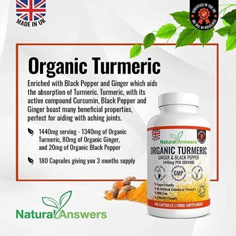 Organic Turmeric Ginger Black Pepper Capsules Natural Answers