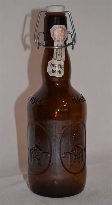 Ultenmunster Brauer Bier Glass Beer Bottle Vintage German Brown Porcelain Cap Beer Bottles