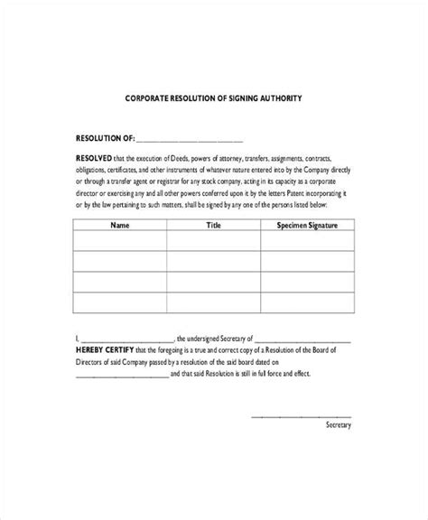 Corporate Resolution Form 7 Free Word Pdf Documents Download