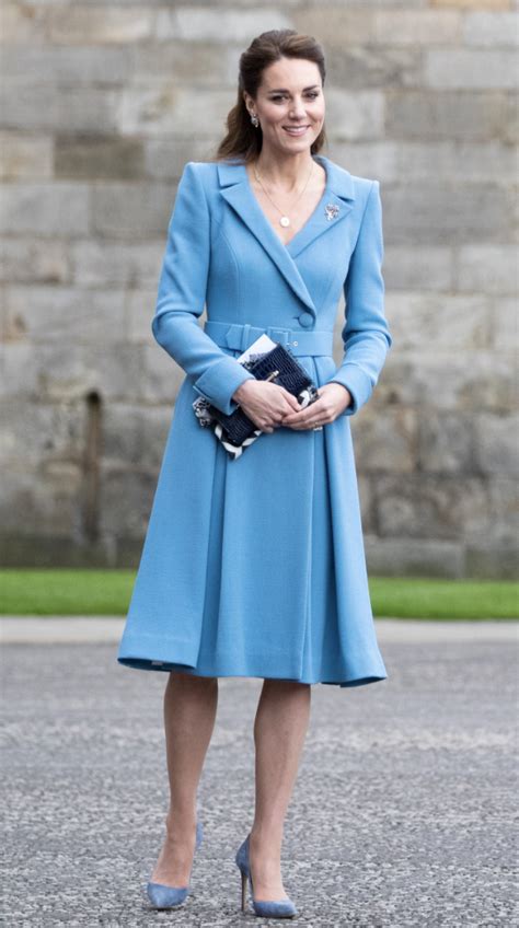 Kate Middleton Wears Powder Blue Catherine Walker Dress Coat For