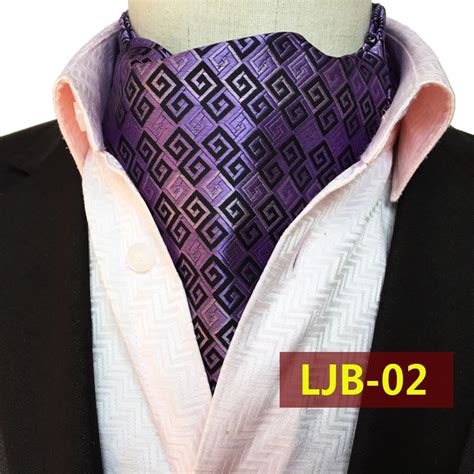 Top Design Men Tie Luxury Purple Paisley Ascot Unique Vintage Jacquard