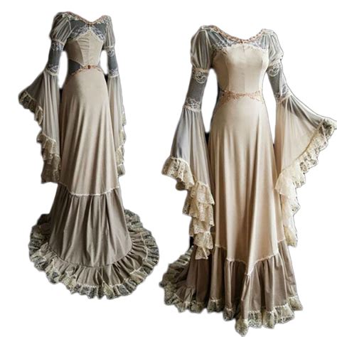 Medieval Renaissance Princess Costume For Adult Women Wedding Bride Antique Maxi Long Gown Robe