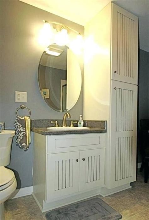 Double vanity with centered linen / linen cabinet bathroom vanities bath the home depot : vanity with linen cabinet gray oak bath vanity cabinets ...