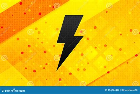 Electricity Icon Abstract Digital Banner Yellow Background Stock
