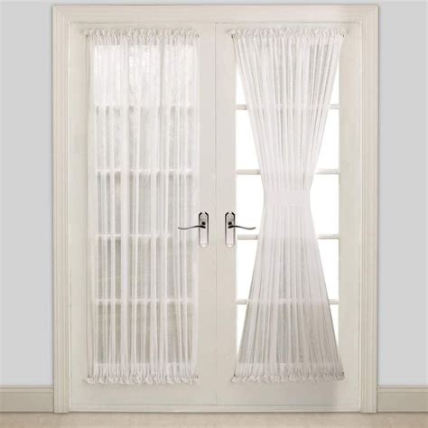 Warm Home Designs Pair Of 2 Voile Sheer White French Door Curtains In