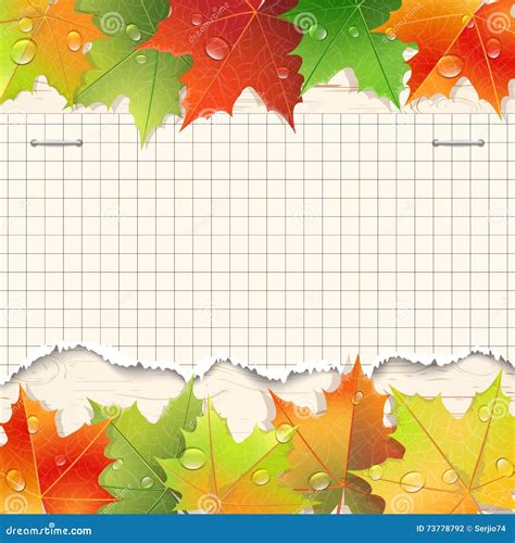 Torn Paper Sheet And Autumn Maple Leaves Stock Vector Illustration