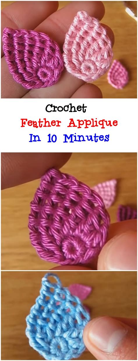 crochet-feather-applique-in-10-minutes-crochet-ideas-crochet-feather,-crochet-flower