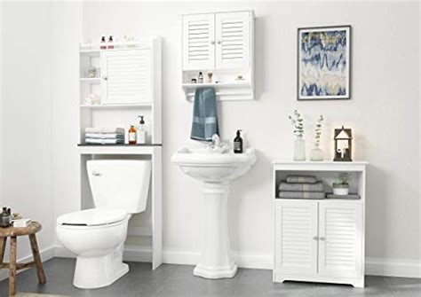 Spirich Bathroom Floor Cabinet With Double Louvered Doors And