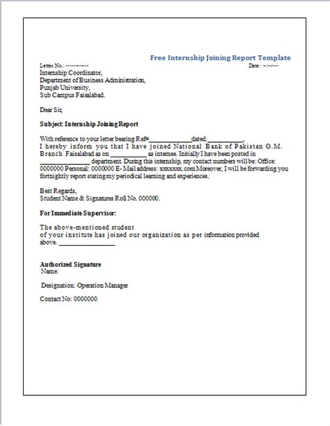 Fresh Joining Report Templates Excel Word Template