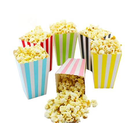 60 Pcs Colorful Striped Popcorn Boxes Cardboard Candy Container