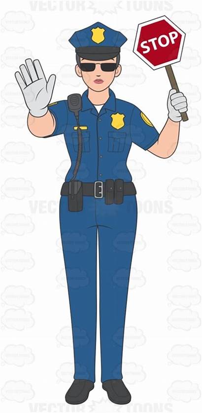 Police Stop Clipart Officer Female Holding Policeman