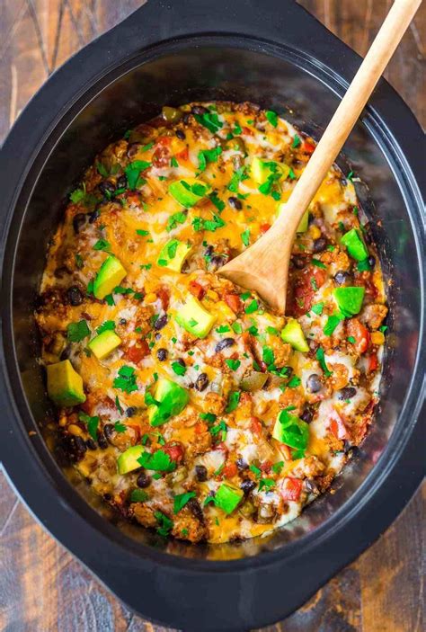 Cheesy Healthy Crock Pot Mexican Casserole With Quinoa Black Beans … Healthy Crockpot Recipes