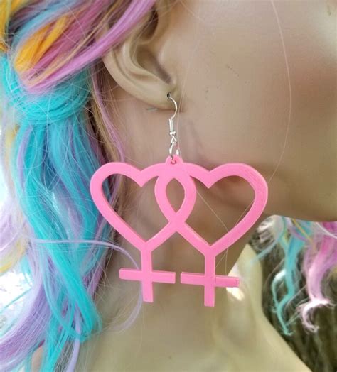 lesbian pride lgbtqia heart love is love earrings gay marriage etsy
