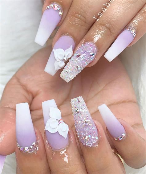 best summer ombre nails in 2019 stylish belles nails design with rhinestones purple ombre