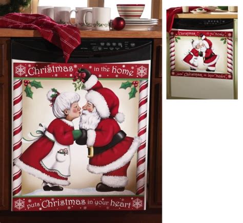 Kissing Santa Decorative Christmas Dishwasher Cover Magnet Christmas