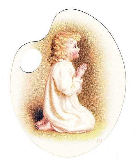 Little Girl Praying On A Palette Shaped Greetings Card Photos Prints