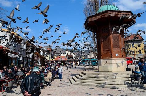 Wooden Ottoman Sebilj Water Fountain In Sarajevo Bascarsija Bosnia Photograph by Imran Ahmed