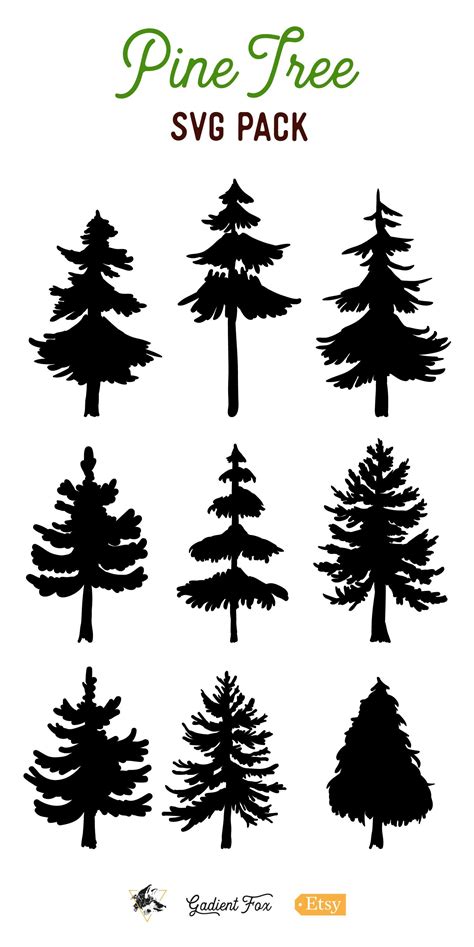 19 Christmas Tree Art Illustration Pine Tree Silhouette Tree