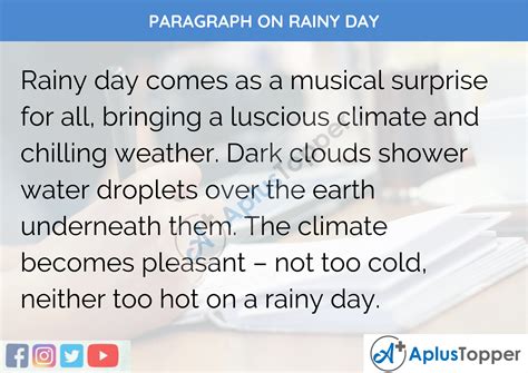 Paragraph On Rainy Day 100 150 200 250 To 300 Words For Kids