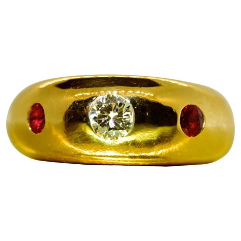 Spark Creations Karat Yellow Gold Diamond And Ruby Contemporary Ring