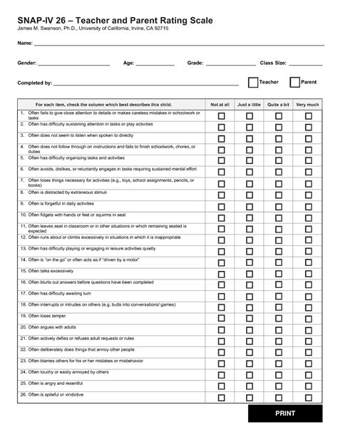 The Snap Iv Teacher And Parent Rating Scale Chart Tem - vrogue.co