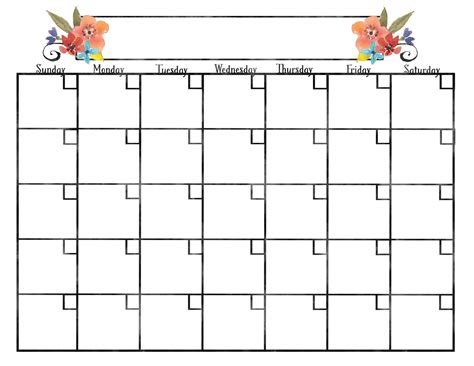Cute printable monthly calendar