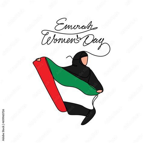 One Continuous Line Drawing Of Emirati Womens Day Celebration August