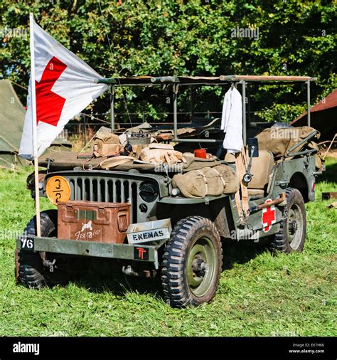 British Army World War Two Jeep Carrying Medical Equipment And Stock