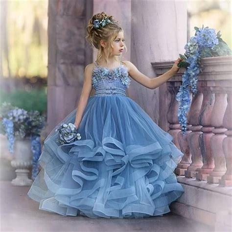Flower Girl Dusty Blue Dress Flower Girl Dresses Blue Princess Flower Girl Dresses Girls