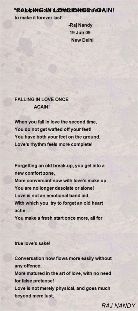 Falling In Love Once Again Poem By Raj Nandy Poem Hunter