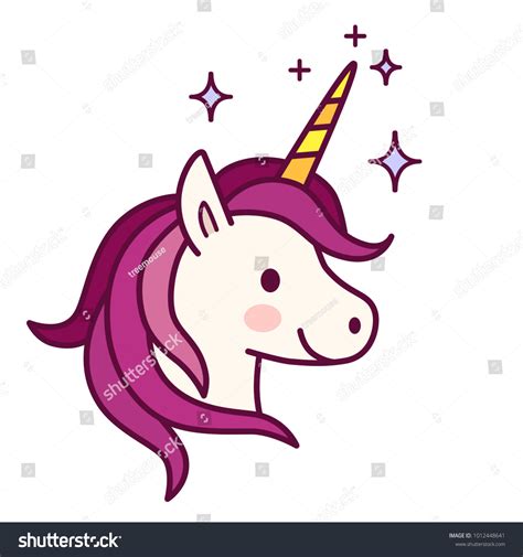 Cute Unicorn Pink Mane Vector Illustration Stock Vector Royalty Free