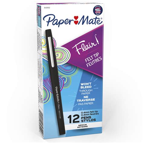 Paper Mate Flair Felt Tip Pens Medium Point 07 Mm Black 12 Count