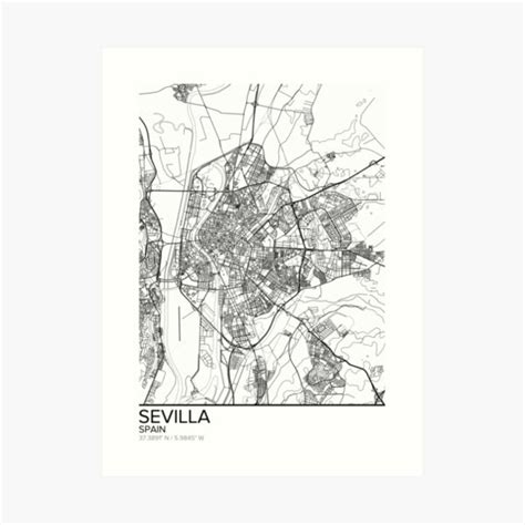 L Mina Art Stica Mapa De Sevilla P Ster Impreso Arte De Pared