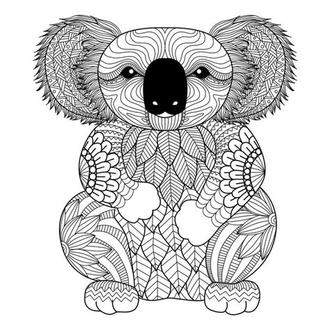 Koala zentangle animal coloring pages for adults adult. Drawing Zentangle Koala For Coloring Page, Shirt Design ...