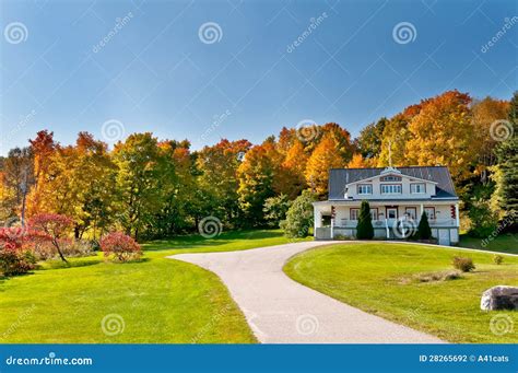 House And Autumn Forest Stock Photo Image Of Lawn Peaceful 28265692