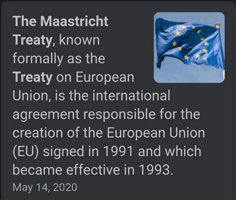 The Maastricht Treaty Is With Reference To